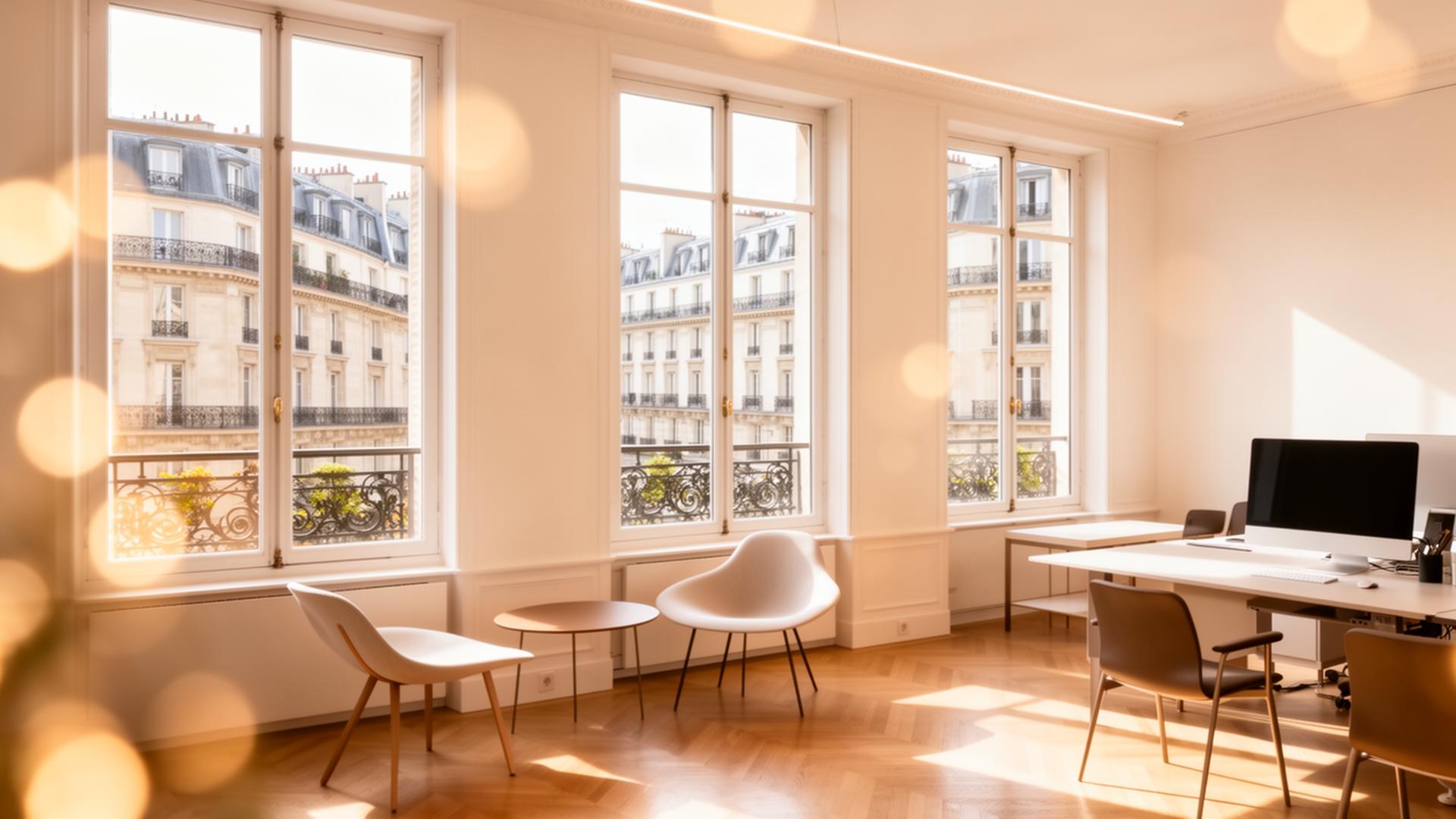 Bureau parisien moderne et lumineux